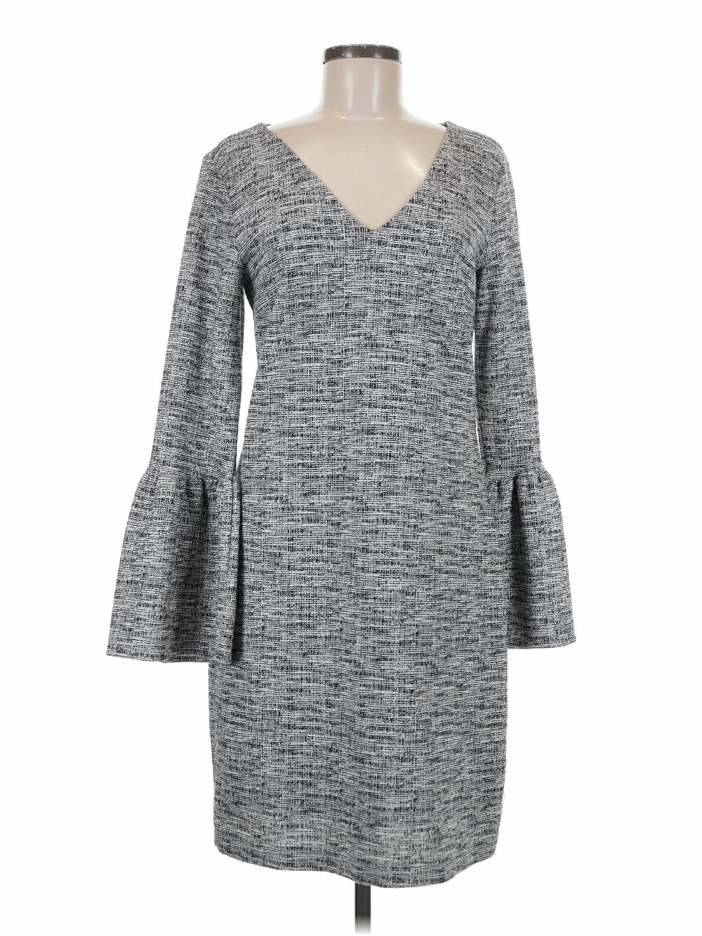 Banana Republic Gray V-Neck Bell-Sleeve Shift Dress